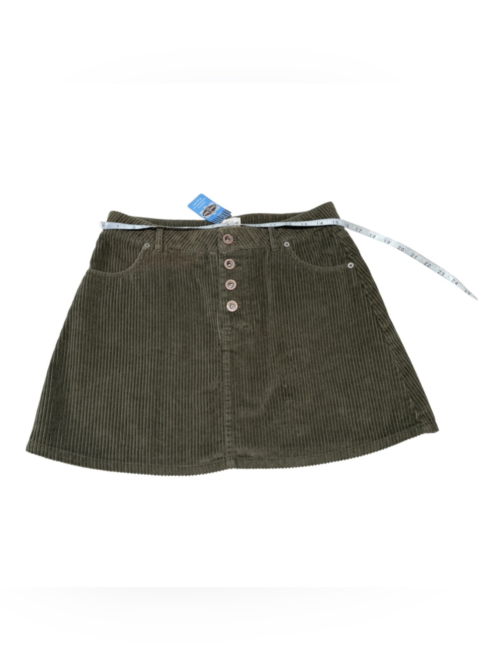 White Crow Corduroy Button Front Mini Skirt Dusty Olive Medium NWT